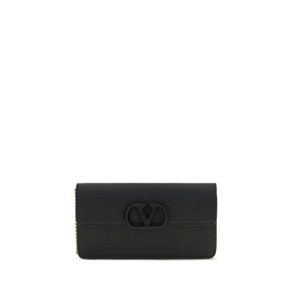Valentino Garavani Black Calf Leather Bos Taurus Women's Wallet